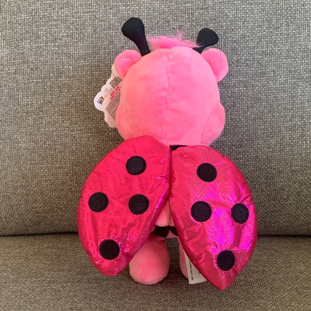 2021 Care Bears Pink Ladybug Rainbow Cheer Bear Plush Toy with Tag 10” - Picture 3 of 5